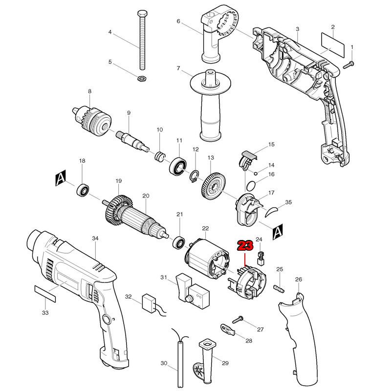 Makita Drill Hp1640 - Soporte de cepillo de repuesto para