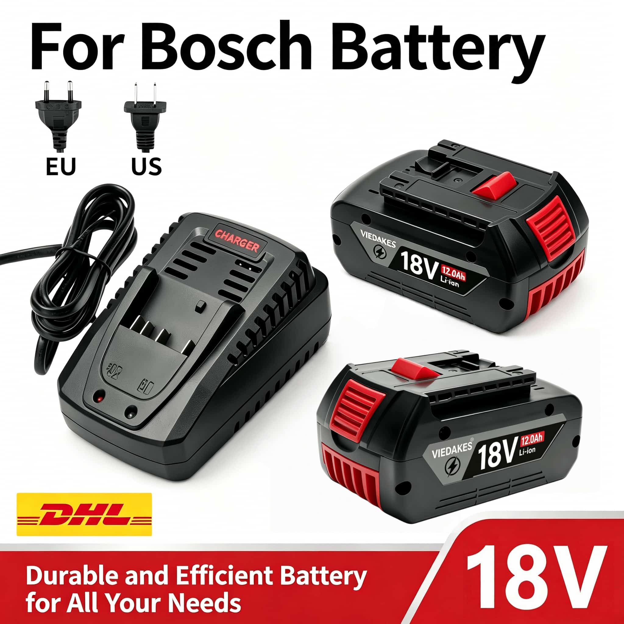 Bosch Drill Gsb 18V - Batería de Repuesto de 18V 10.0Ah