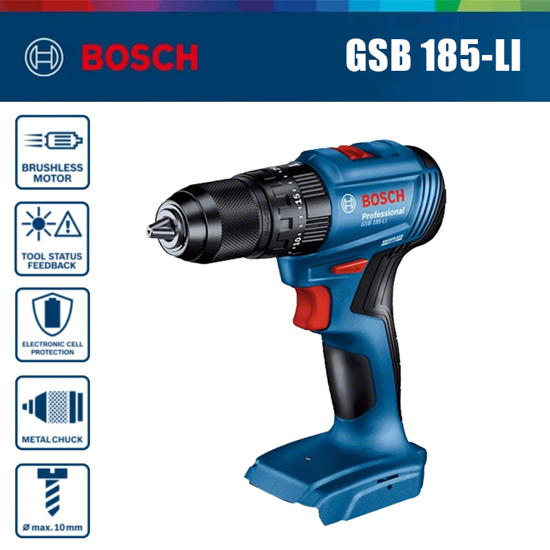 Bosch Drill Gsb 18V - Taladro percutor inalámbrico Bosch GSB 185-LI