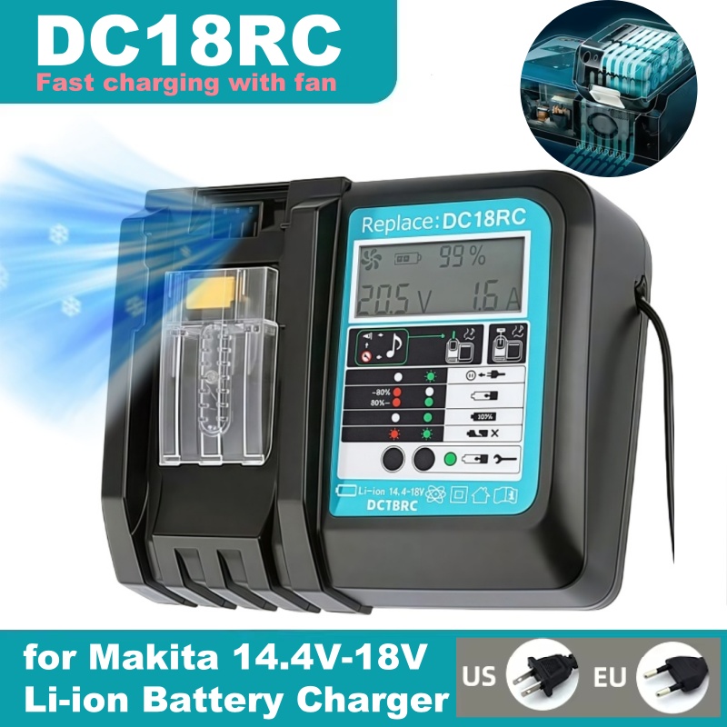 Makita Drill Hp1640 - Cargador Rápido DC18RC con Ventilador para