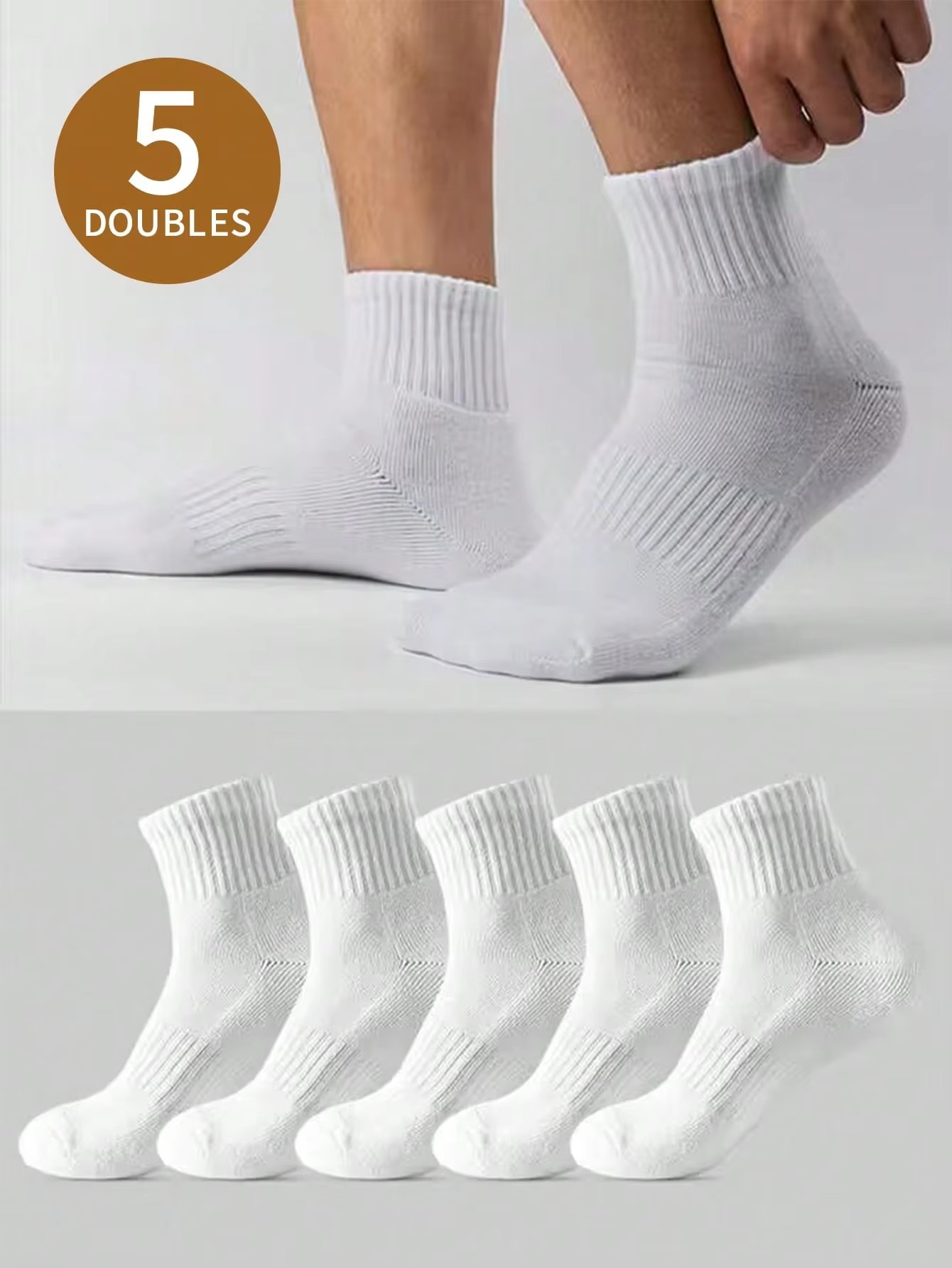 Pipe Bending Spring - 5 pares de calcetines deportivos blancos